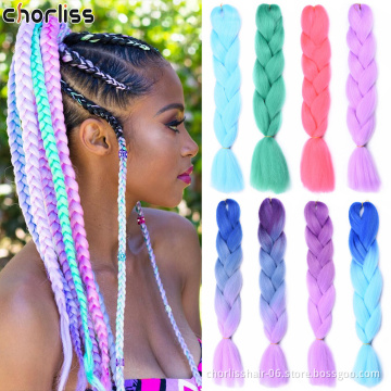 24 Inch Pure Ombre Super Expression Pre stretched Ultra Jumbo Crochet Twist Box Braiding Synthetic Hair Extensions For Women